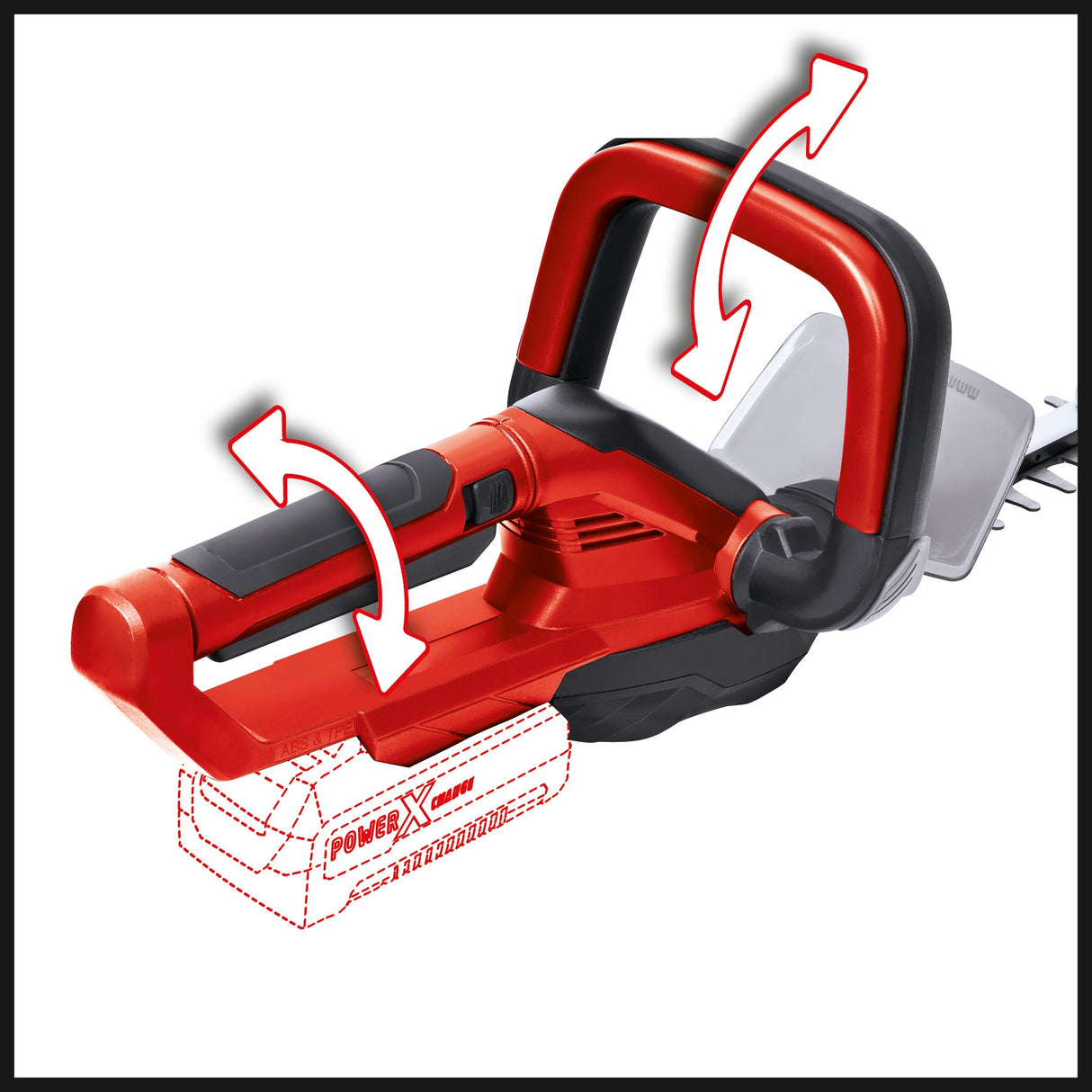 Masina de tuns gard viu pe acumulator Einhell GC - CH 1855/1 Li - Solo Power X - Change (18 V, lungime de taiere 55 cm, distanta intre dinti 18 mm, incl. colector de taiere, fara acumulator Einhell - scule electrice si unelte profesionale - BricoMart