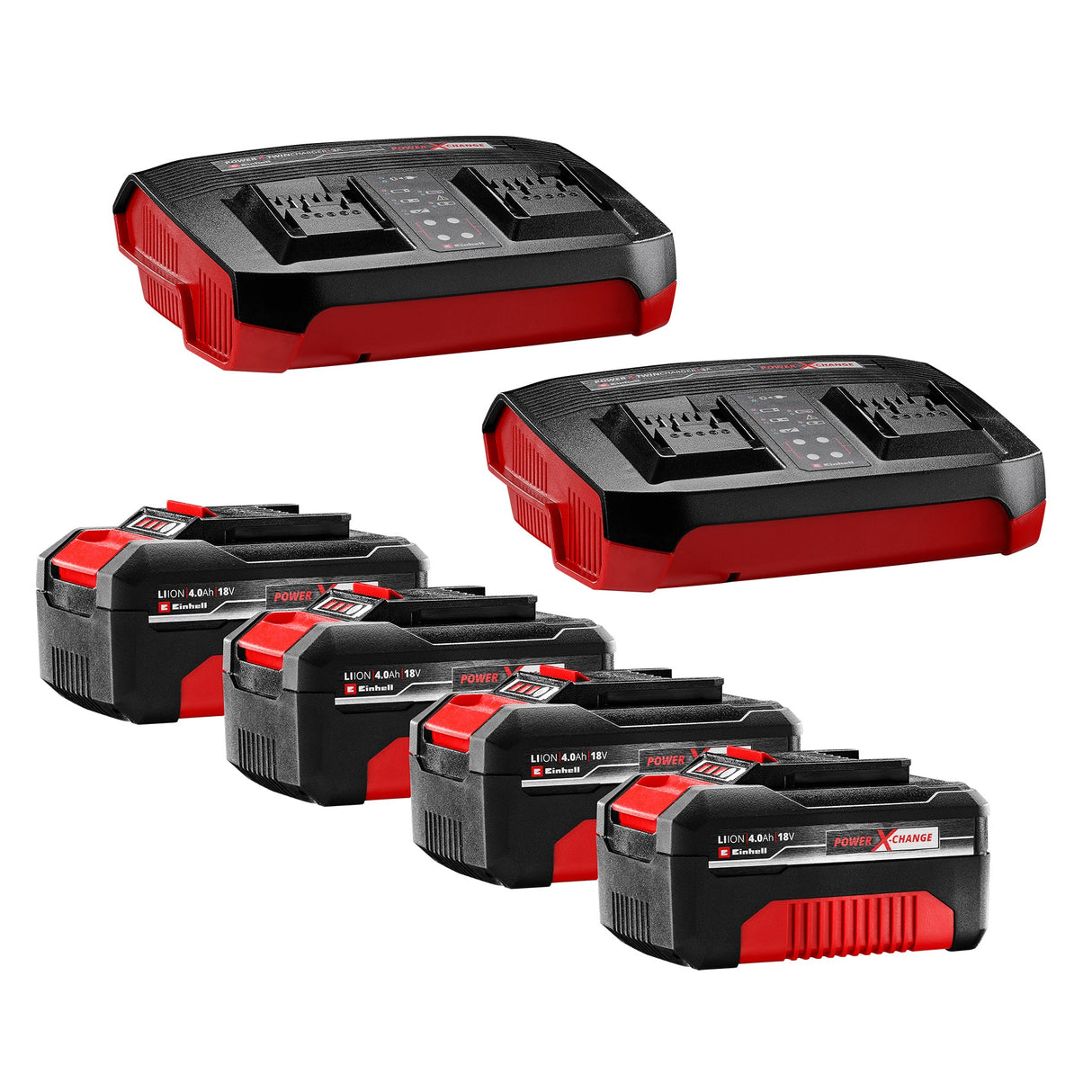 Masina de tuns iarba pe acumulator Einhell Professional GP - CM 36/47 S HW Li Kit Power X - Change, 36 V, latime de taiere 47 cm, 700 m², autopropulsata, motor fara perii, functie de mulcire, incl. 4x baterii de 4,0 Ah, 2x baterii TwinChar Einhell - scule electrice si unelte profesionale - BricoMart