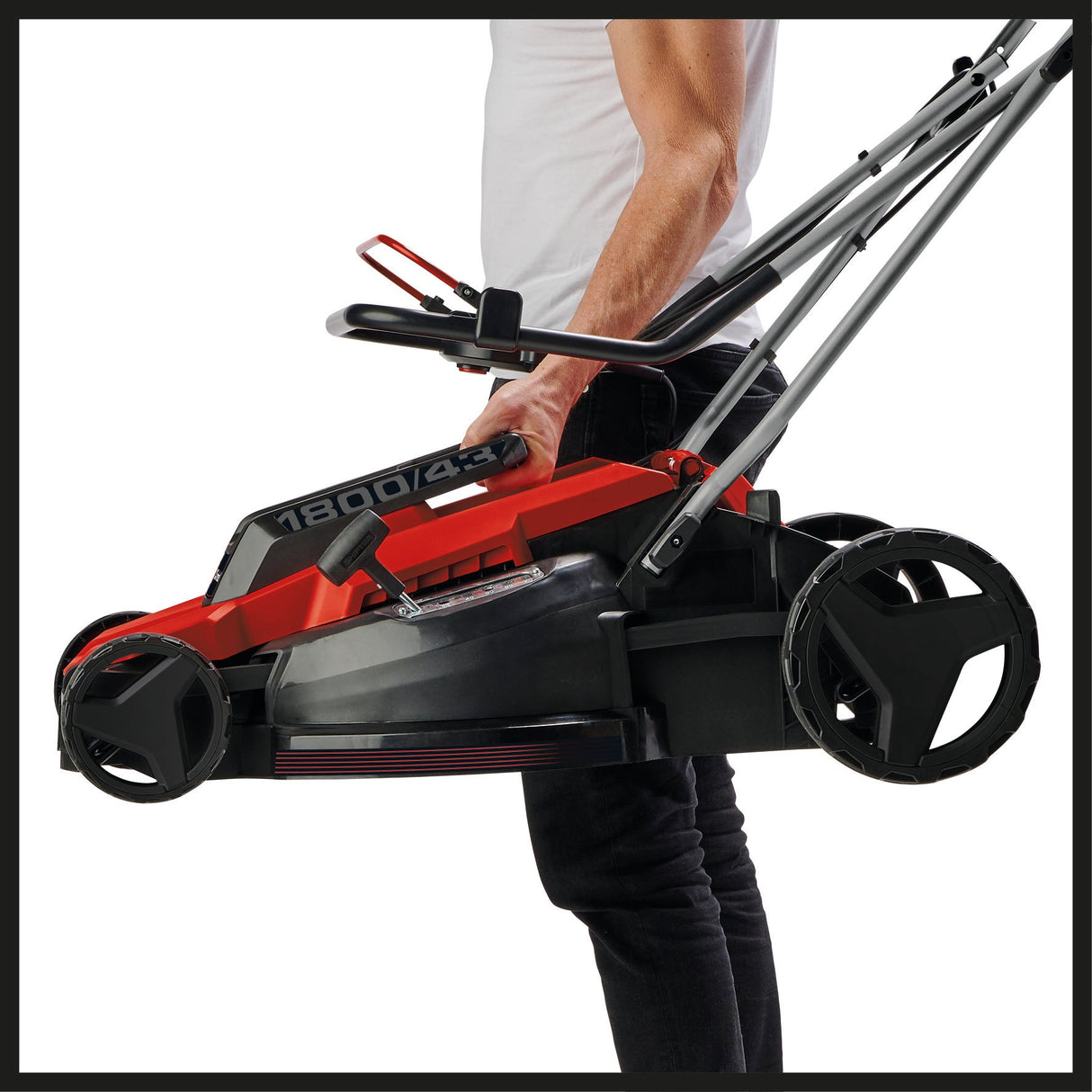 Masina de tuns iarba/gazon electrica Einhell GC - EM 1800/43 (1800W, latime de taiere de 43 cm, pana la 800 m², cos de colectare de 50 l, reglare centrala a inaltimii de taiere cu inaltime de taiere de 20–65 mm Einhell - scule electrice si unelte profesionale - BricoMart