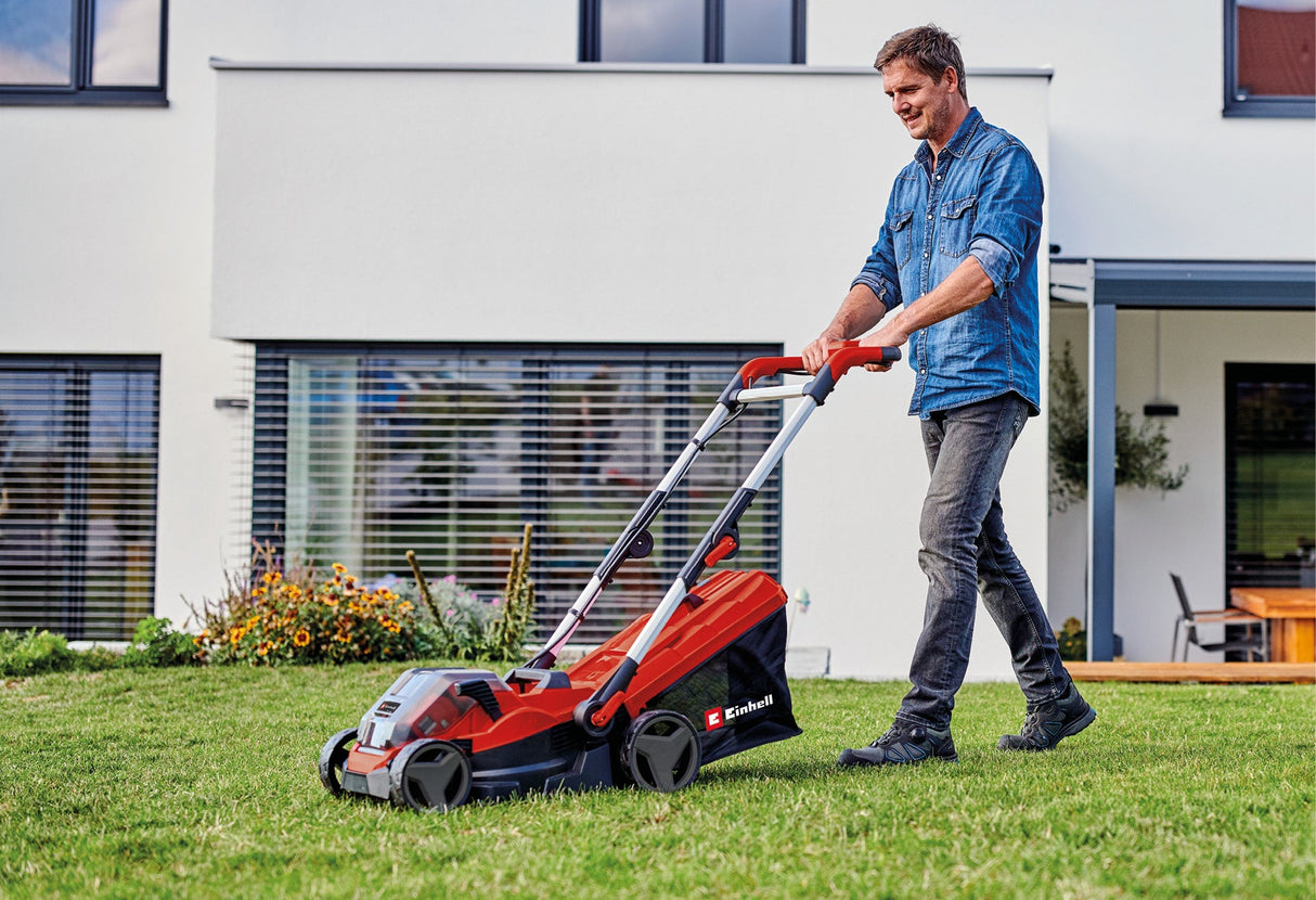 Masina de tuns iarba/gazon pe acumulator Einhell GE - CM 36/34 - 1 Li - Solo Power X - Change (litiu - ion, reglare centrala a inaltimii de taiere pe 5 niveluri, maner lung reglabil, fara acumulator si incarcator Einhell - scule electrice si unelte profesionale - BricoMart