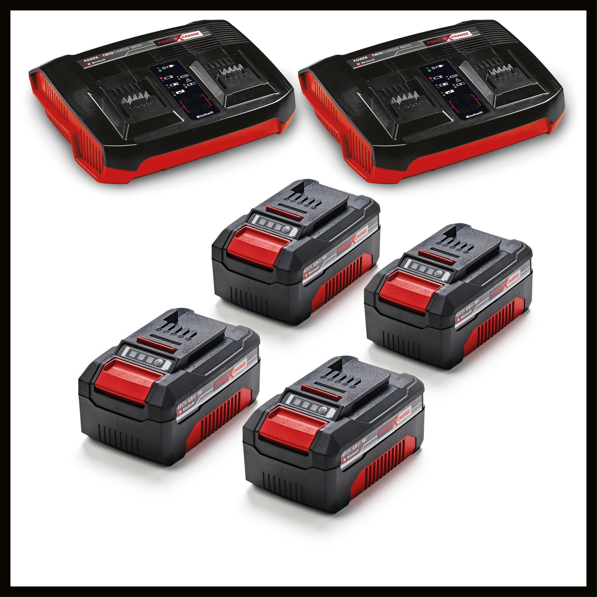 Masina de tuns iarba/gazon pe acumulator Einhell GP - CM 36/47 S Li BL Kit Power X - Change (36 V, latime de taiere 47 cm, pana la 700 m², motor fara perii, colector de iarba de 65 L, incl. 4 baterii de 4,0 Ah + 2 incarcatoare duble Einhell - scule electrice si unelte profesionale - BricoMart