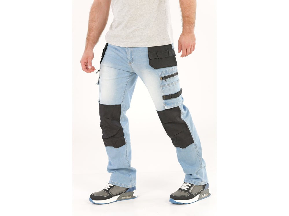 PANTALONI DE LUCRU JEANS ALBASTRU, CU ELASTAN, MARIMEA M Yato YT - 79071 - 325 g, rezistent Yato - scule electrice si unelte profesionale - BricoMart