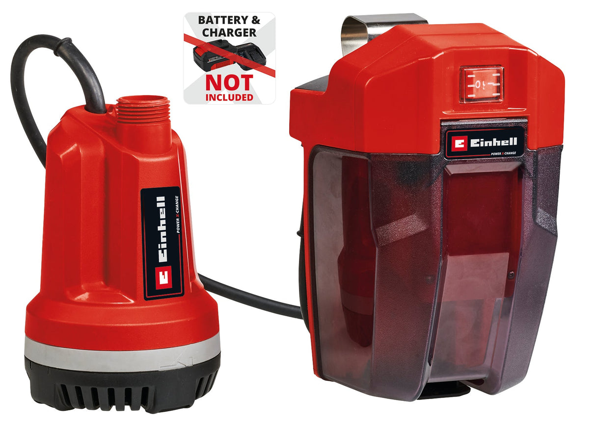 Pompa submersibila pe acumulator Einhell GE - PP 18 RB Li - Solo Power X - Change (18 V, presiune de refulare max. 2 bar, max. 3.000 L/h, cutie flexibila pentru acumulator, fara acumulator Einhell - scule electrice si unelte profesionale - BricoMart