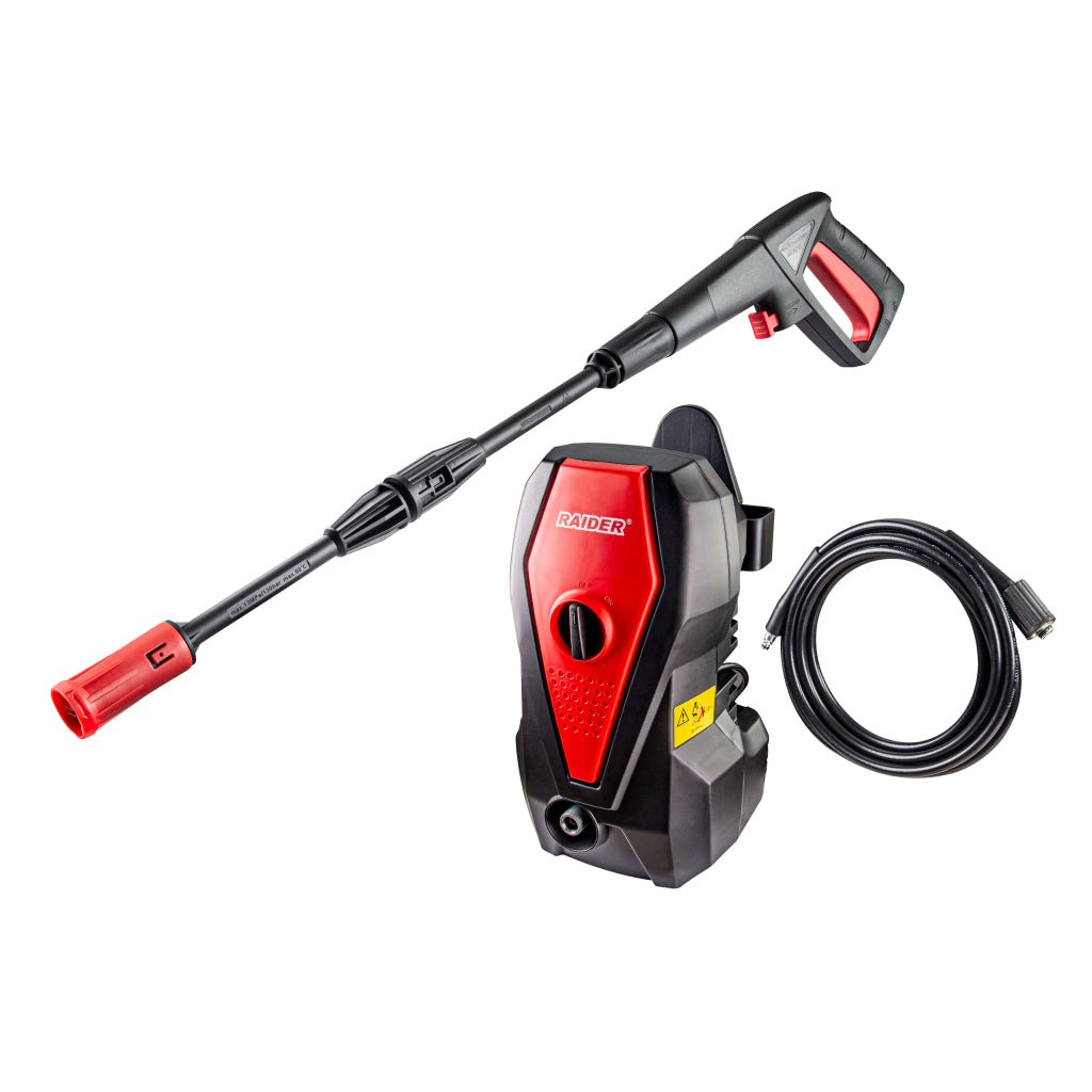 RAIDER Aparat de spalat cu presiune 1400W 10MPa 5L/min RD - HPC09 Cu puterea sa de 1400 W, își găsește aplicație in sarcinile de curățare de zi cu zi. Confortabil si usor de transportat Raider - scule electrice si unelte profesionale - BricoMart
