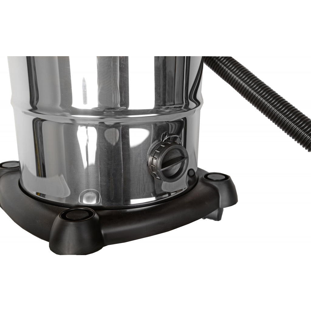 RAIDER Aspirator umed/uscat Raider 1300W 30L RD - WC04 Conteiner de INOX Priza pentru pornirea sincronizata cu alte masini electrice Filtru cu autocuratare Construit pe roti Raider - scule electrice si unelte profesionale - BricoMart