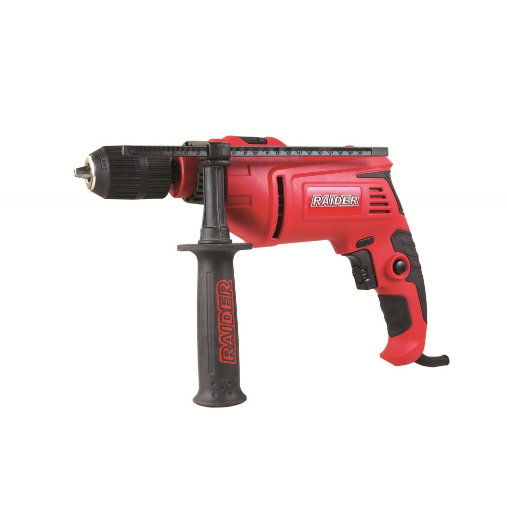 RAIDER Bormasina cu percutie 650W 13mm RD - ID40 Mandrina automata Maner suplimentar Posibilitate blocare buton pornire Schimbator de sens Gaurire cu percutie Turatie re Raider - scule electrice si unelte profesionale - BricoMart