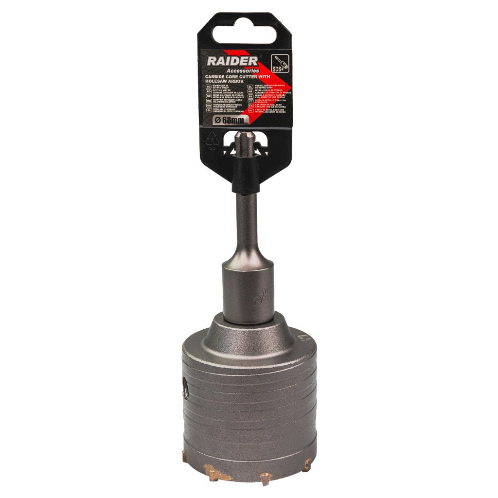 RAIDER Carota gaurire beton cu tija si burghiu 68mm SDS - plus Precizie și Control: Datorită ghidajului și construcției fiabile, carota pentru beton garantează stabilitate și precizie Raider - scule electrice si unelte profesionale - BricoMart