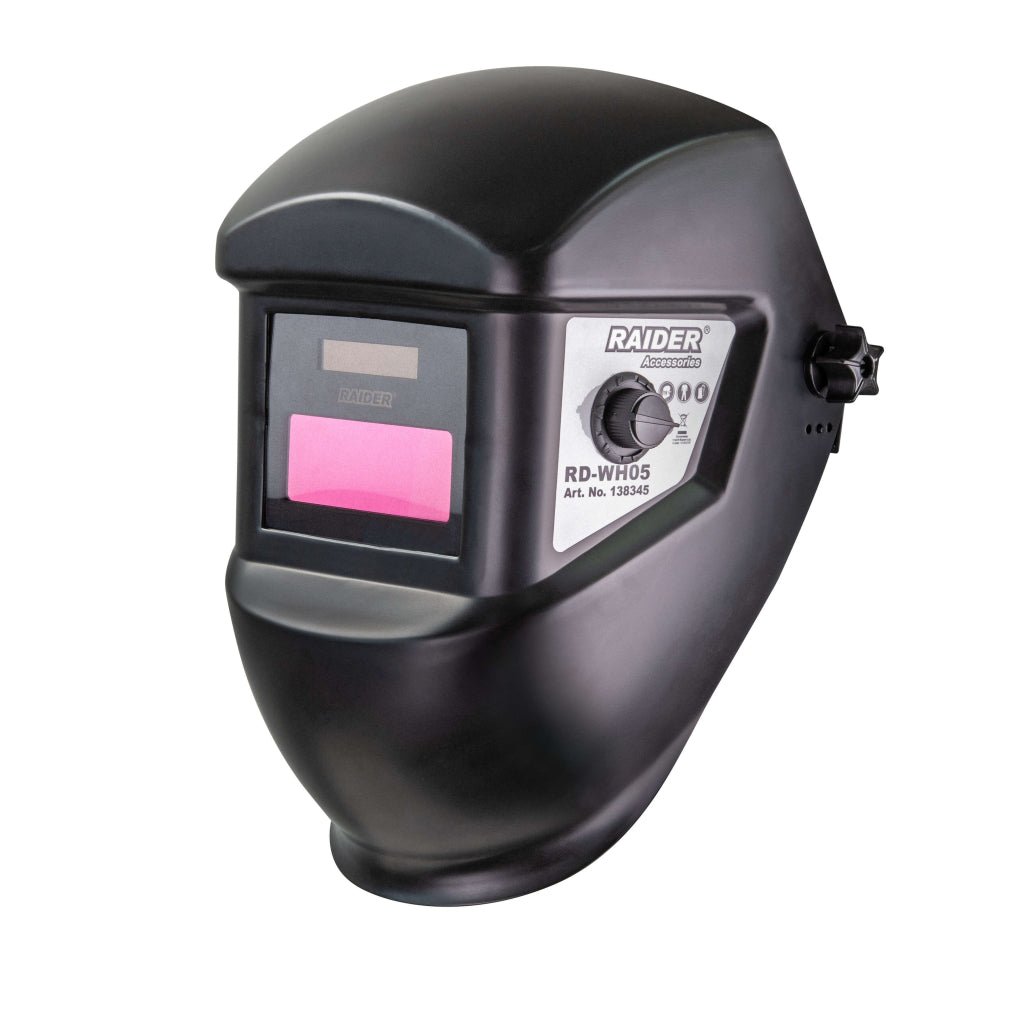 RAIDER Casca de sudura auto - intunecare DIN 9 - 13 Gr 90x35 RD - WH05 Controlul opacitatii Oprire si pornire complet automata Celula solara si baterie Li - Ion Modern design Raider - scule electrice si unelte profesionale - BricoMart