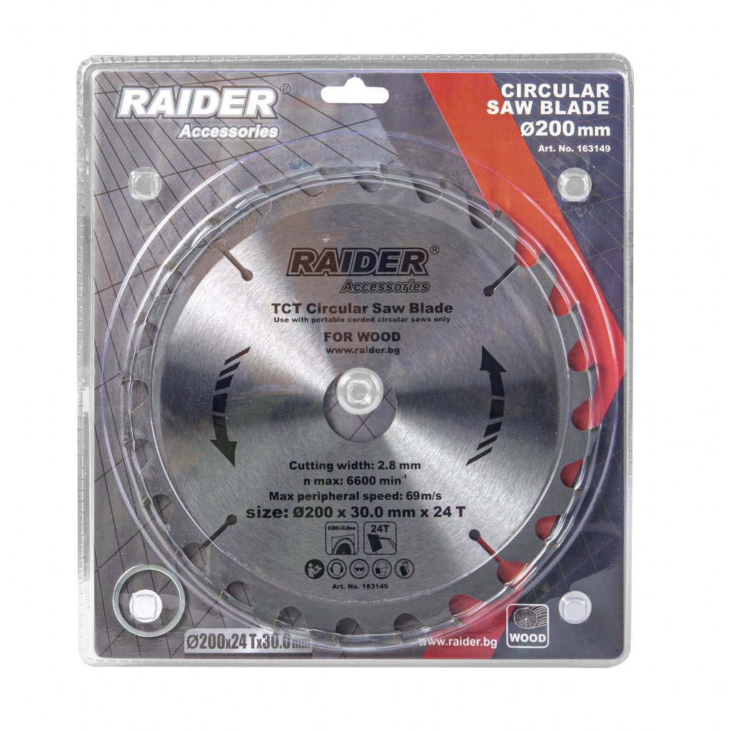 RAIDER Disc circular pentru lemn 200х24Тх30mm Potrivit pentru taierea lemnului Pastile din carburi Raider - scule electrice si unelte profesionale - BricoMart