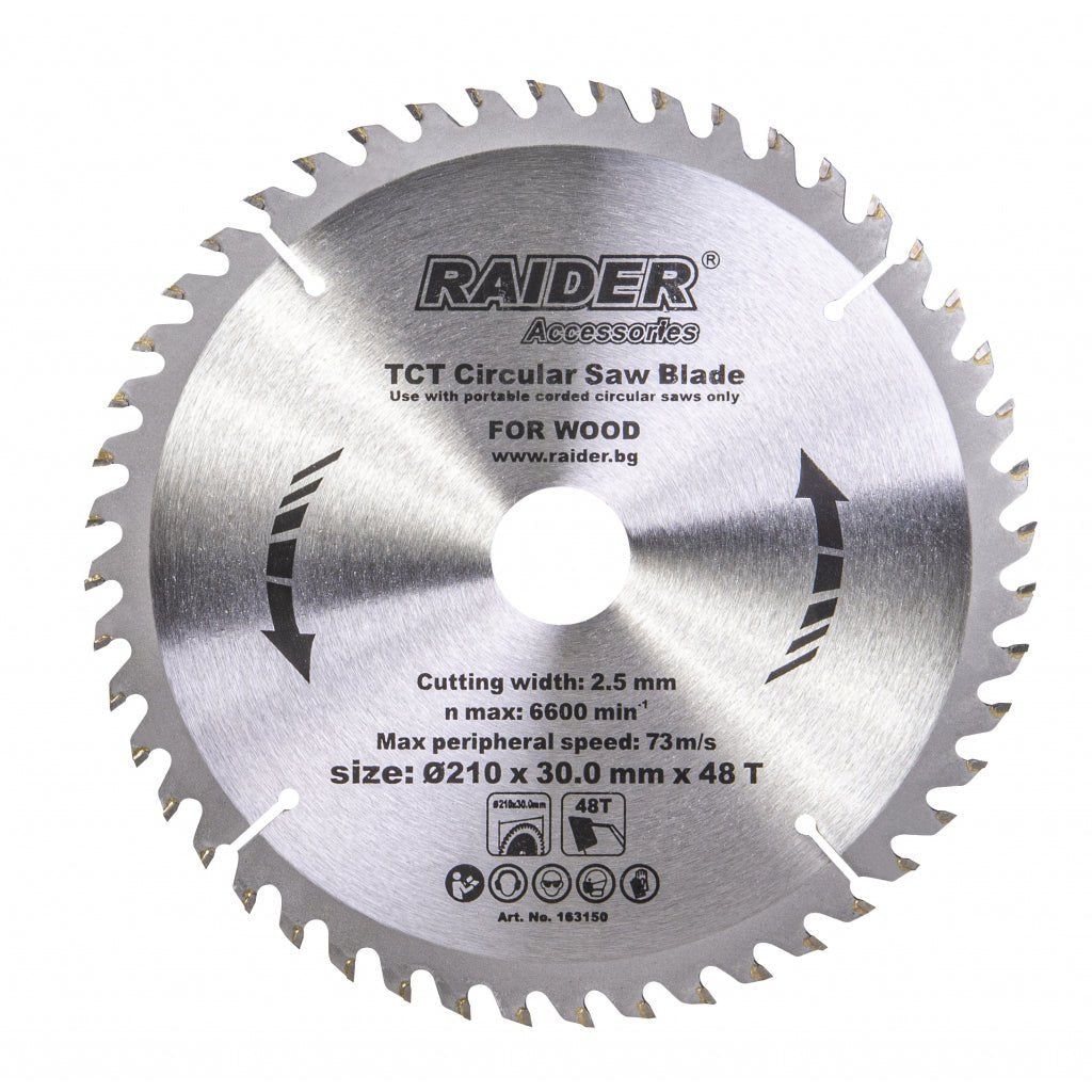 RAIDER Disc circular pentru lemn 210х48Тх30mm Potrivit pentru taierea lemnului Pastile din carburi Raider - scule electrice si unelte profesionale - BricoMart
