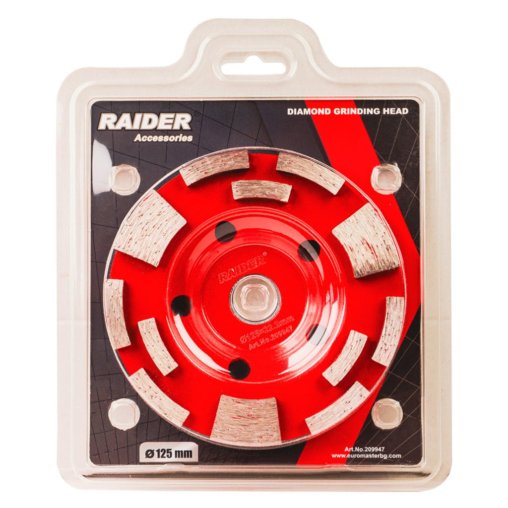 RAIDER Disc oala ptr slefuit beton 125x22.2mm "T12" Rândul dublu de segmente al discului de șlefuire diamantat combinat asigură îndepărtarea rapidă a straturilor și o șlefu Raider - scule electrice si unelte profesionale - BricoMart