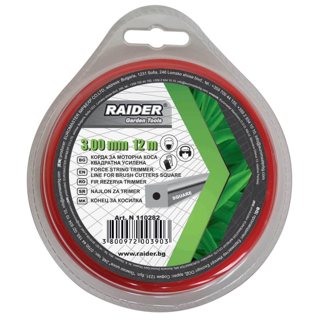 RAIDER Fir pentru motocoasa profil patrat 3.0mm х 12m Construit din material durabil ce ii confera elasticitate o perioada lunga de timp Raider - scule electrice si unelte profesionale - BricoMart