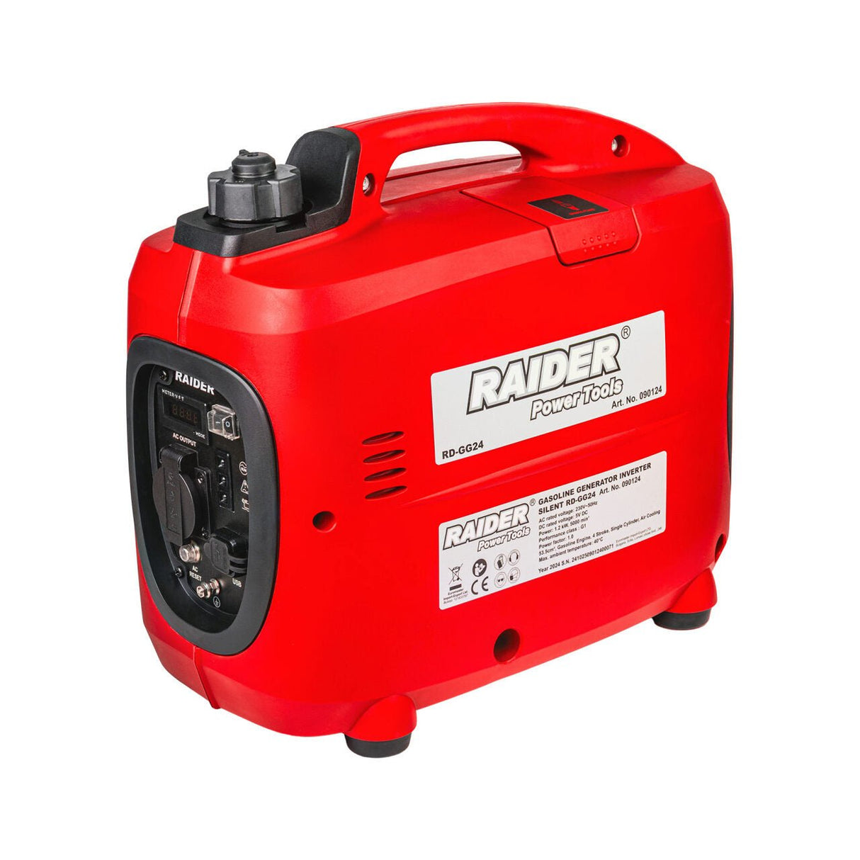 RAIDER Generator pe benzina 1.2kW RD - GG24 Tehnologie invertor – energie curata si stabila, ideala si sigura pentru alimentarea echipamentelor electronice sensibil Raider - scule electrice si unelte profesionale - BricoMart