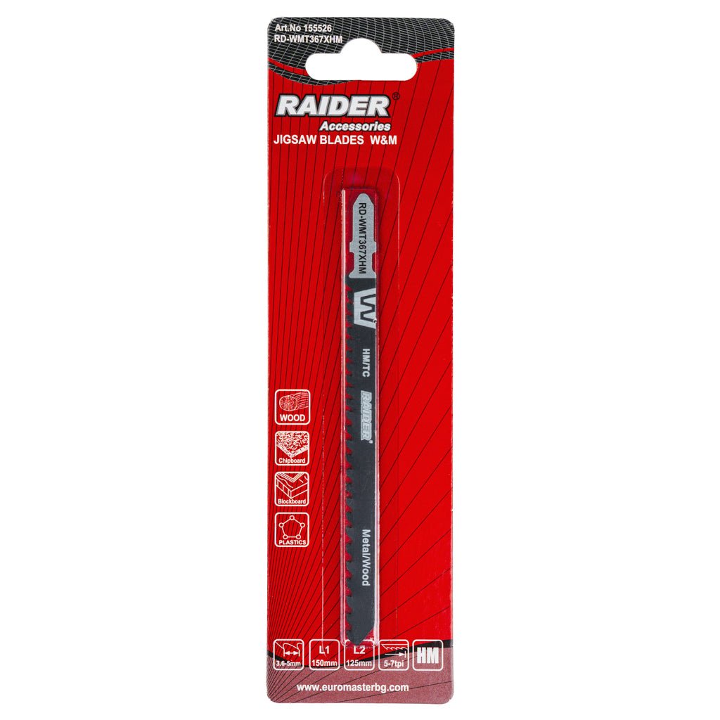 RAIDER Lama fierastrau pend. W&M 150mm 3.6-5mm 5-7TPI RD-WMT367XHM Aplicație: Ideal pentru tăierea lemnului, plasticului și tablei, fiind potrivit pentru lucrări de construcție și reparaț Raider - scule electrice si unelte profesionale - BricoMart