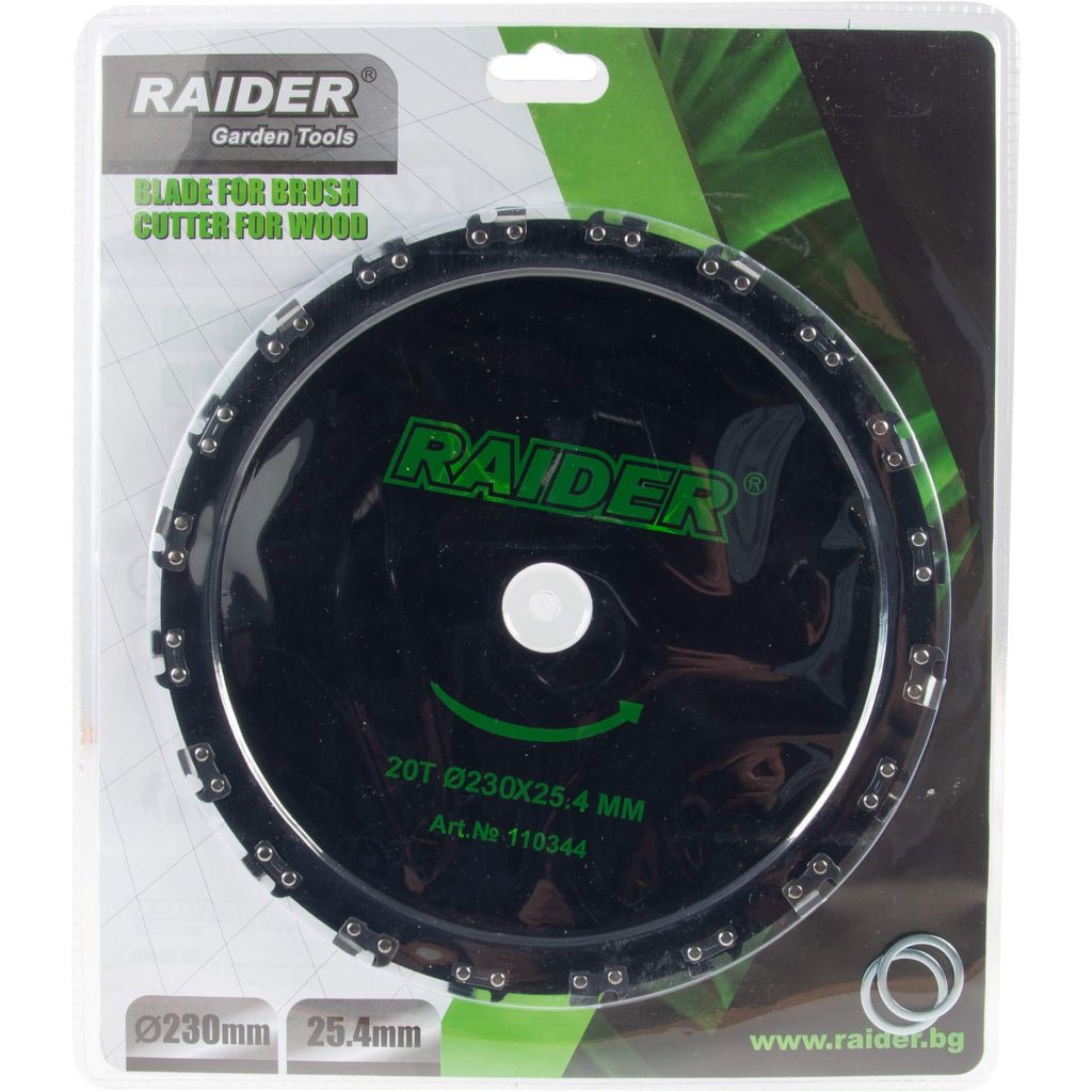 RAIDER Lama pentru motocoasa, lemn, 20 dinti Ø230x25.4 mm Rezistent la uzură, potrivit pentru utilizare pe termen lung Potrivit pentru iarbă înaltă, tufișuri groase, ramuri, rădă Raider - scule electrice si unelte profesionale - BricoMart
