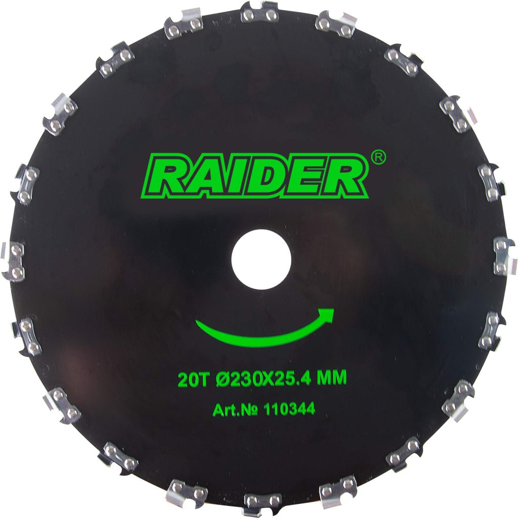 RAIDER Lama pentru motocoasa, lemn, 20 dinti Ø230x25.4 mm Rezistent la uzură, potrivit pentru utilizare pe termen lung Potrivit pentru iarbă înaltă, tufișuri groase, ramuri, rădă Raider - scule electrice si unelte profesionale - BricoMart