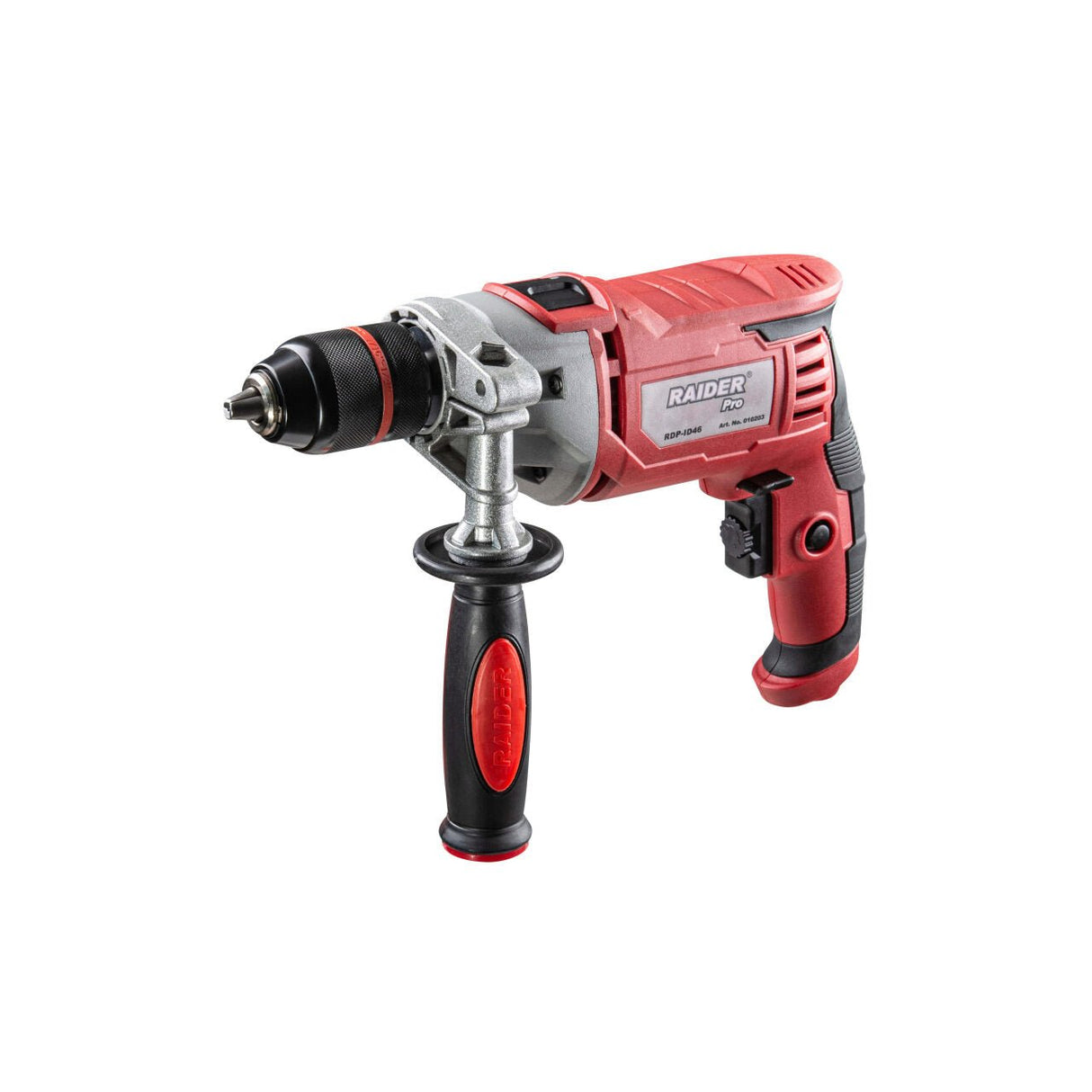 RAIDER Masina de gaurit cu percutie 900W 13mm mandrina rapida RDP - I Mandrina automata Schimbator de sens Gaurire cu percutie Turatie reglabila Maner auxiliar Raider - scule electrice si unelte profesionale - BricoMart