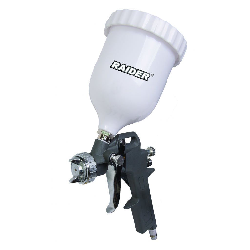 RAIDER Pistol de vopsit ø1.5mm 600ml RD - SG02 Rezervor din plastic, lateral, prin cadere Constructie usoara Raider - scule electrice si unelte profesionale - BricoMart