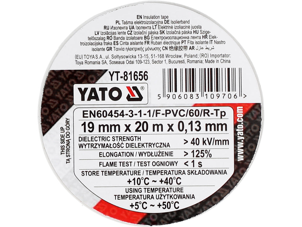 BANDA IZOLATOARE 19MMX20MX0.13MM, YATO YT-81656 ALBA