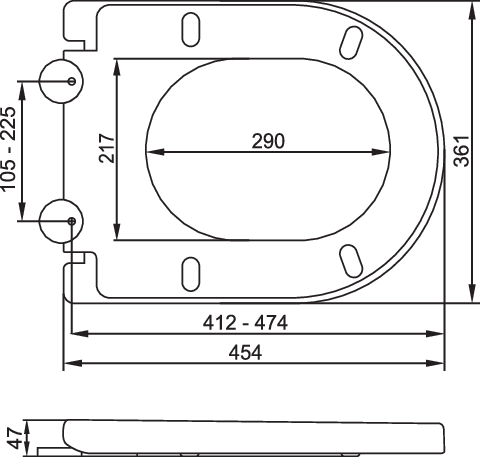 CAPAC WC 2-IN-1, FALA 75472 PP-D, INCHIDERE LENTA