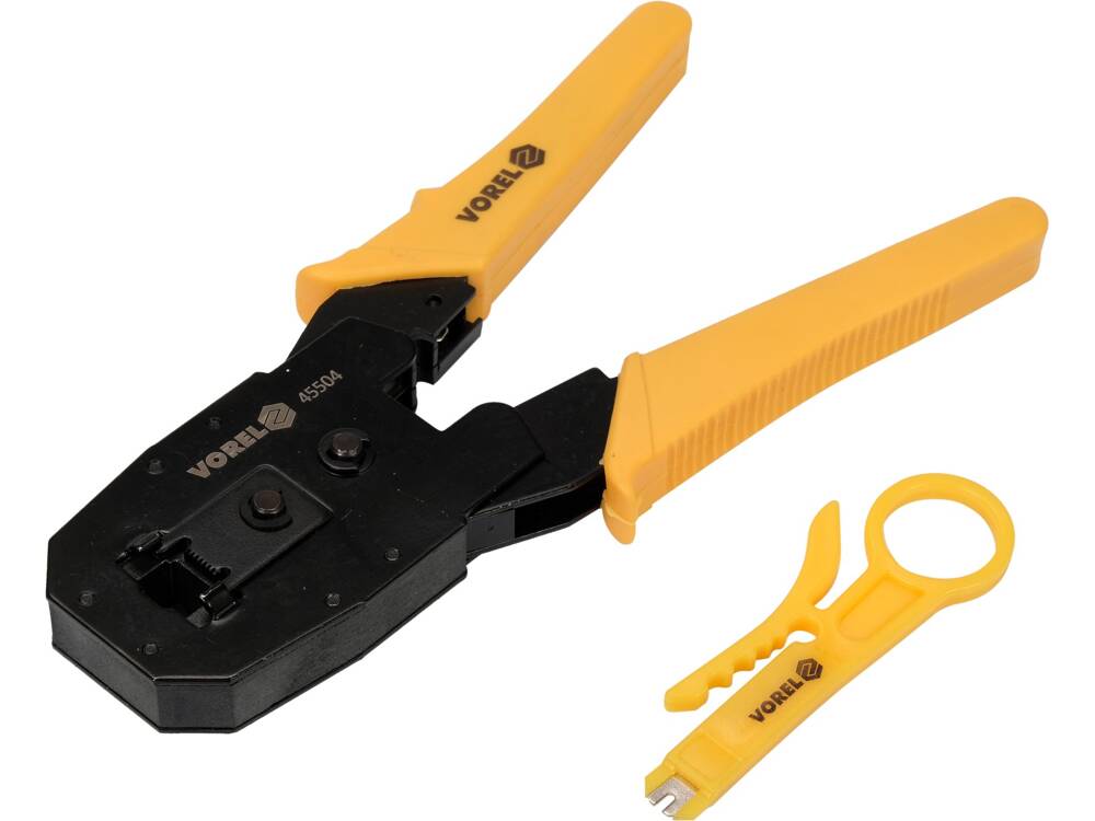 CLESTE PENTRU SERTIZAREA VOREL 45504 MUFELOR RJ45, RJ10, RJ11