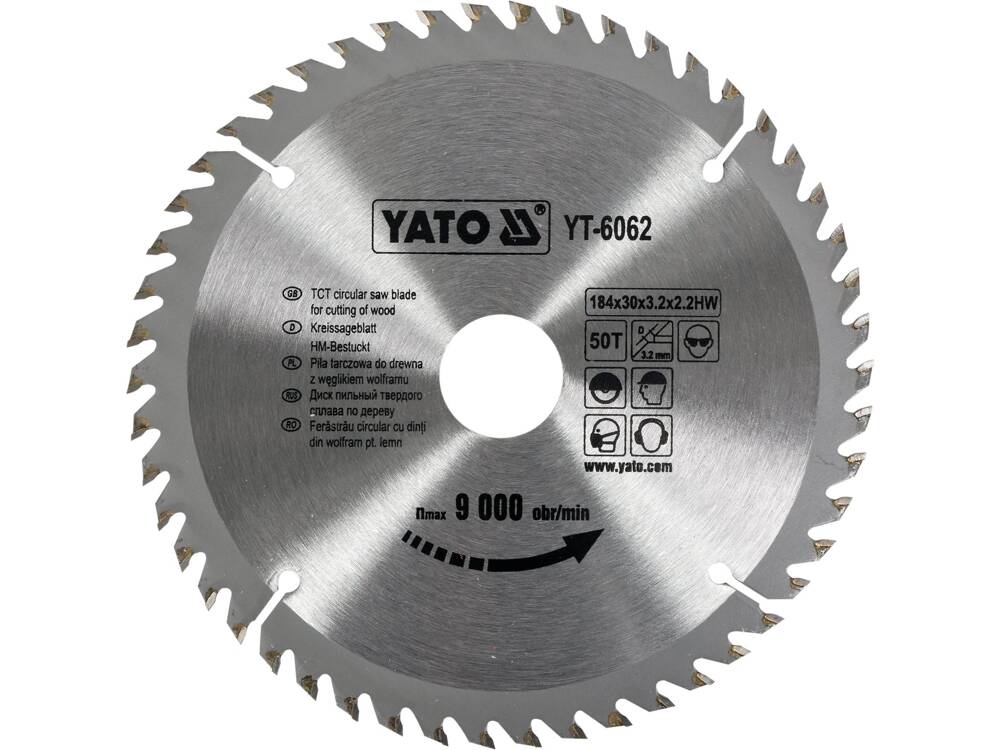 DISC CIRCULAR LEMN, YATO YT-6062 184X30X3.2MM, 50 DINTI