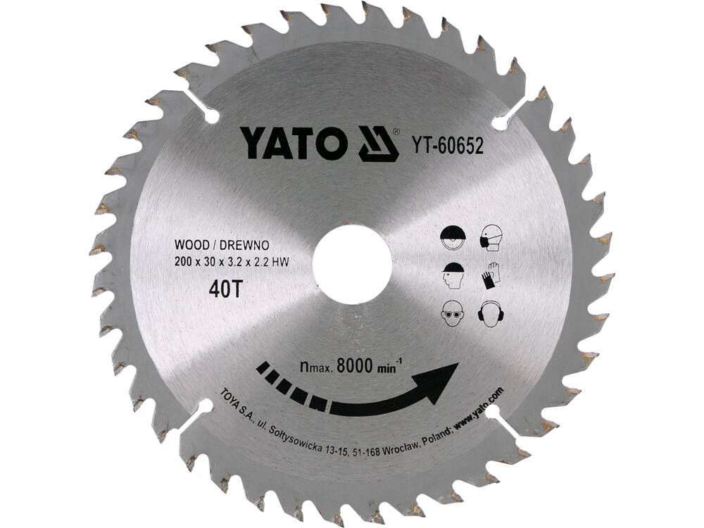 DISC CIRCULAR LEMN, YATO YT-60652 210X30X3.2MM, 40 DINTI