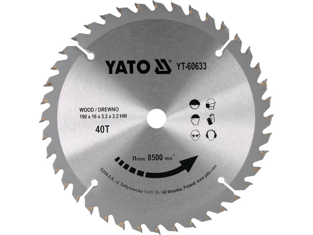 DISC CIRCULAR PENTRU YATO YT-60633 LEMN, 190X16X2,2MM