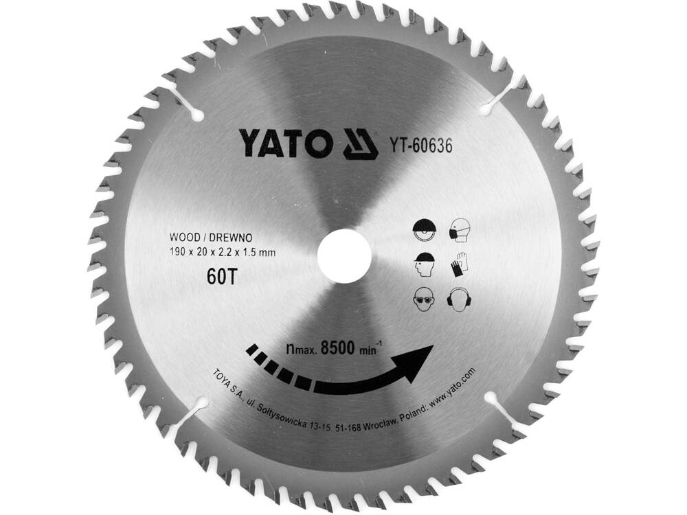 DISC CIRCULAR PENTRU YATO YT-60636 LEMN 190X60TX20MM