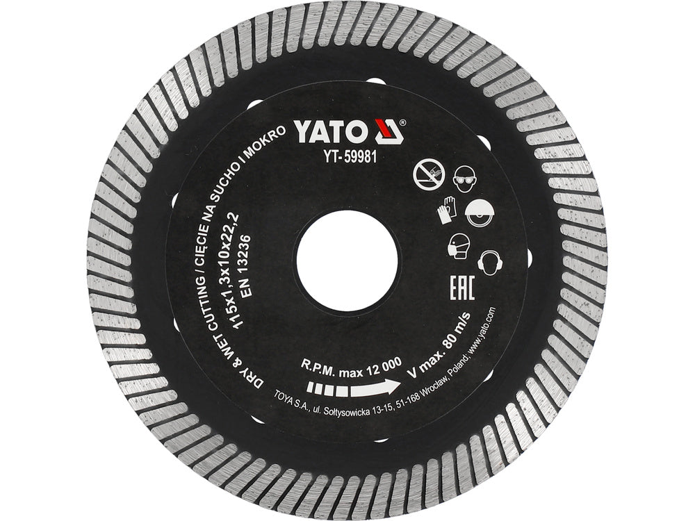 DISC DIAMANTAT, 115X22.2X1.3MM YATO YT-59981