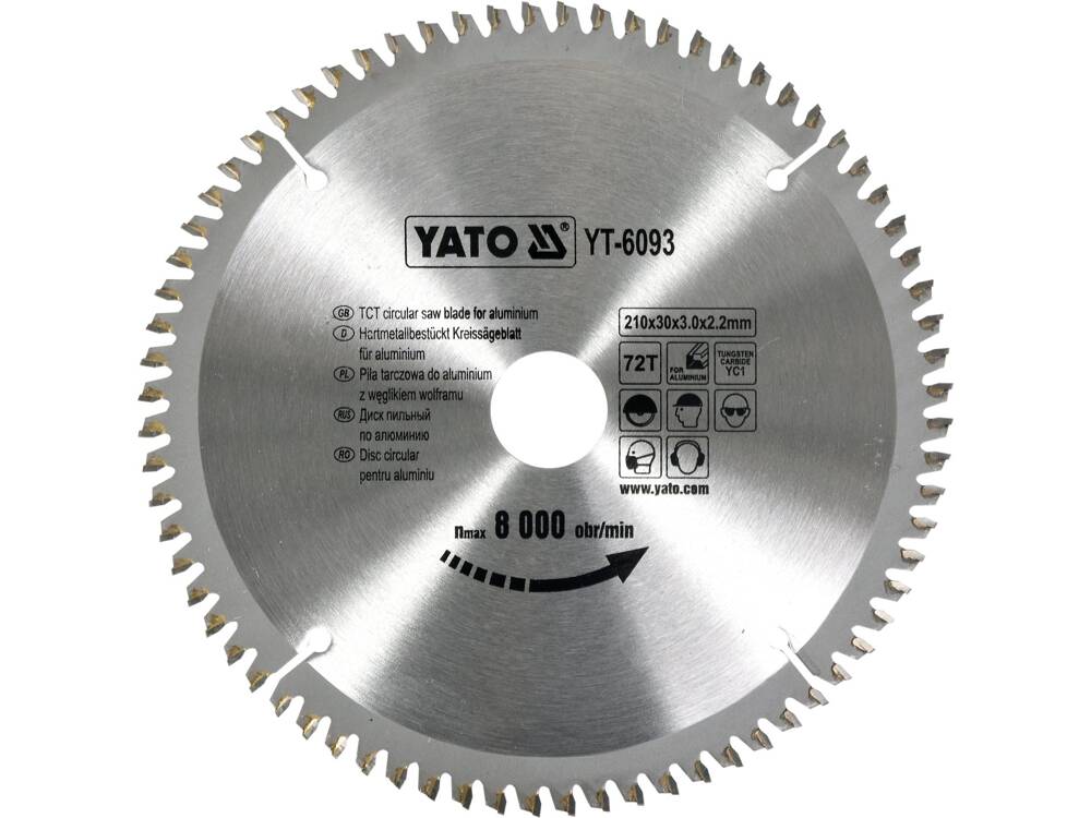 DISC FIERASTRAU CIRCULAR YATO YT-6093 PENTRU ALUMINIU 210X30X72MM