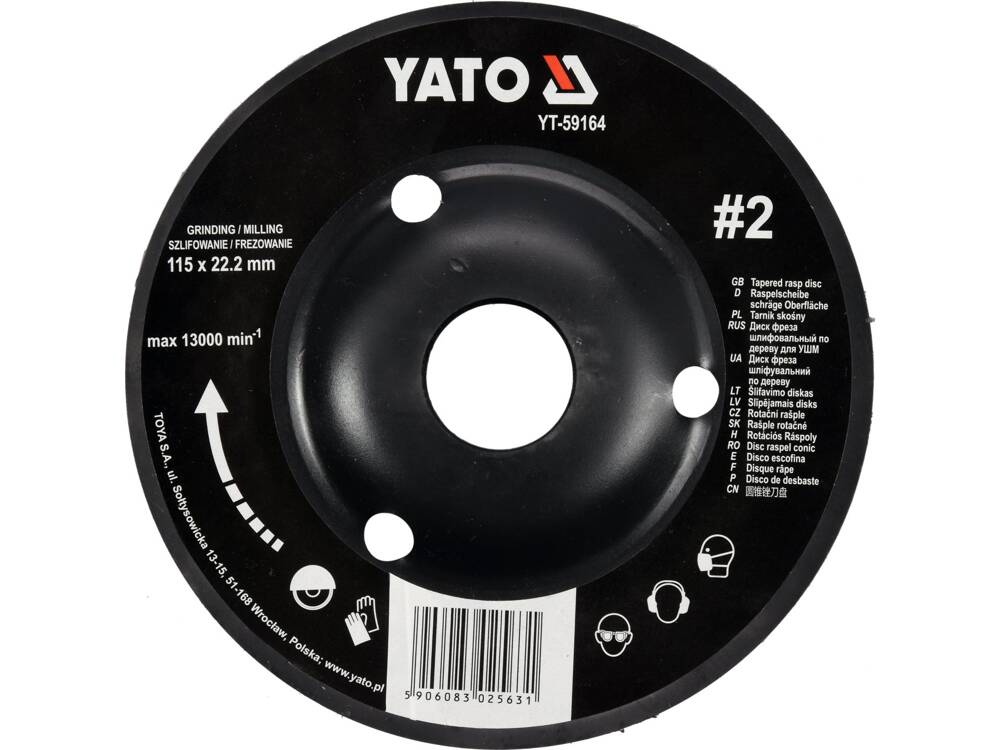 DISC RASPEL LEMN,DEPRESAT YATO YT-59164 115X22.2MM, NR2