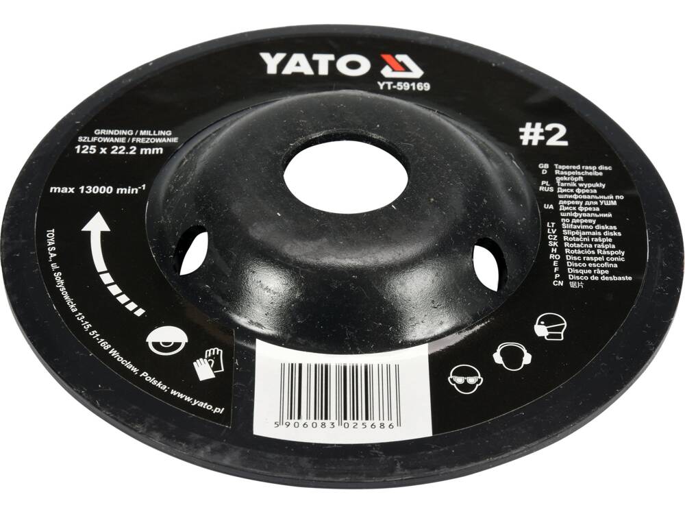 DISC RASPEL LEMN, YATO YT-59169 DEPRESAT, 125X22.2MM, NR2