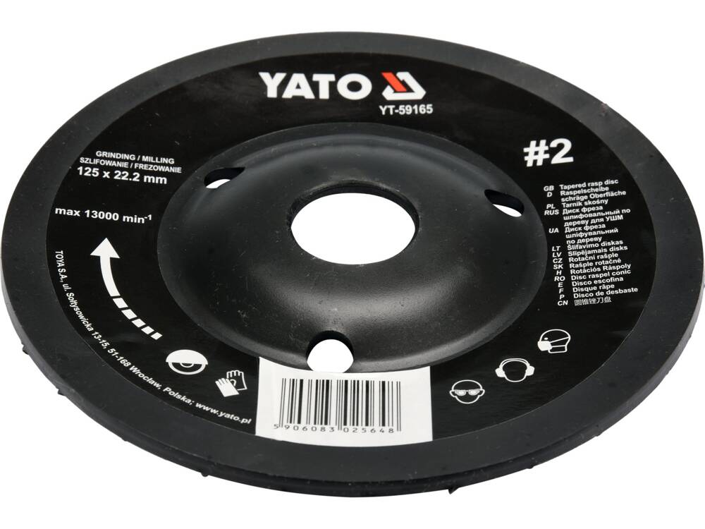DISC RASPEL LEMN, YATO YT-59165 DEPRESAT, 125X22.2MM, NR2