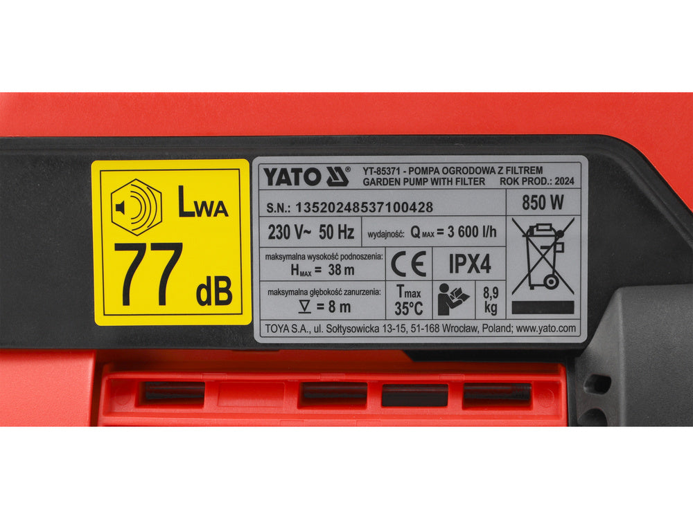 HIDROFOR ELECTRONIC CU YATO YT-85371 FILTRU 850W