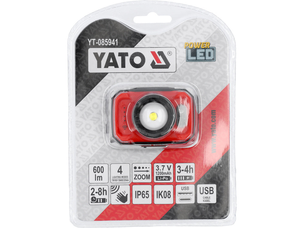 LAMPA FRONTALA CU YATO YT-085941 ACUMULATOR 600LM, SENZOR DE MISCARE