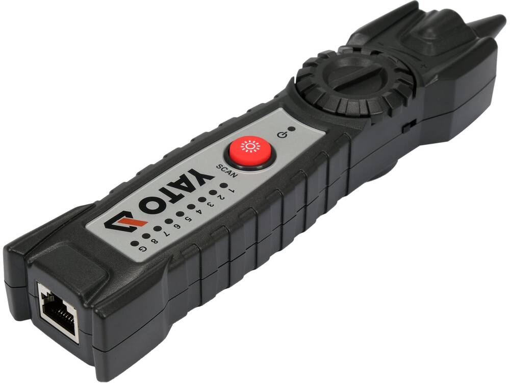 LOCALIZATOR SI TESTER YATO YT-73137 PENTRU VERIFICAREA CABLURILOR DE RETEA RJ11 RJ45, REZISTENT LA INTERFERENTE