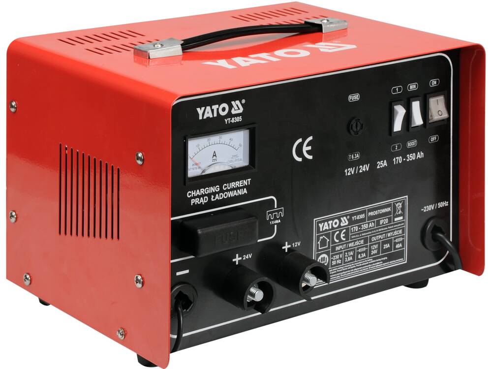 Egyenirányító 12/24V, 25A, YATO YT-8305 350AH