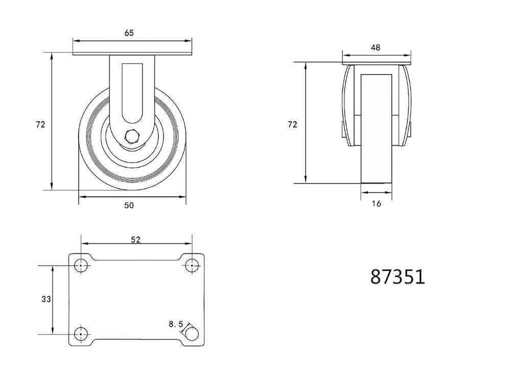 FIX KERÉK 50X16X72MM, VOREL 87351 20KG