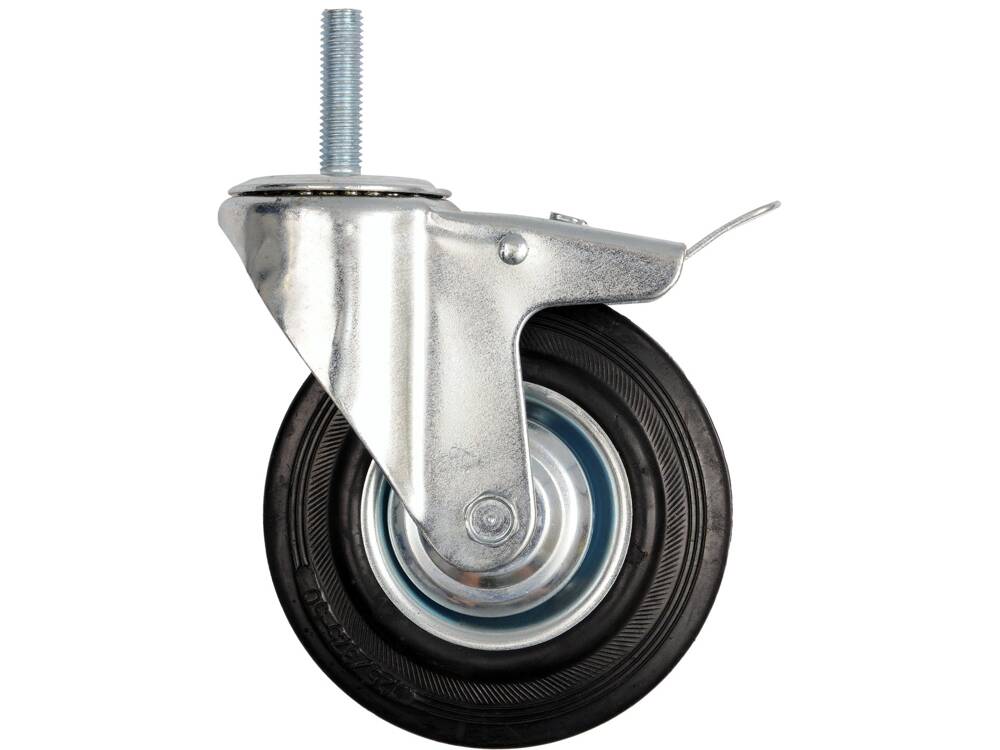 VOREL FORGÓKERÉK 87337 200MM FEKETE GUMIVAL, FÉKKEL ÉS MENETES CSAPSZEGGEL, CSAPÁGYZÁSSAL