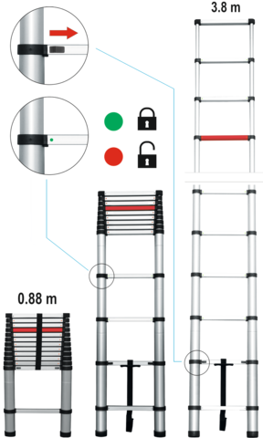 SCARA TELESCOPICA ALUMINIU VOREL 17701 3.8M, 13 TREPTE