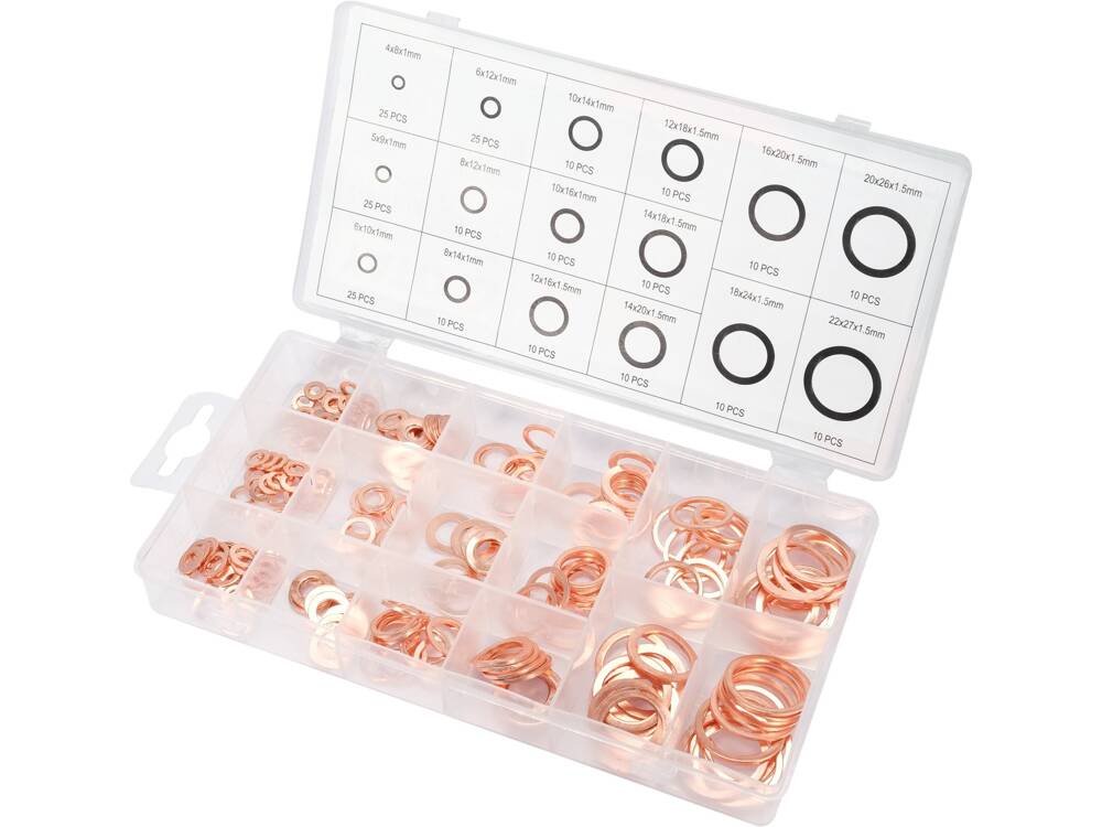 220 darabos YATO YT-068721 réz alátét készlet