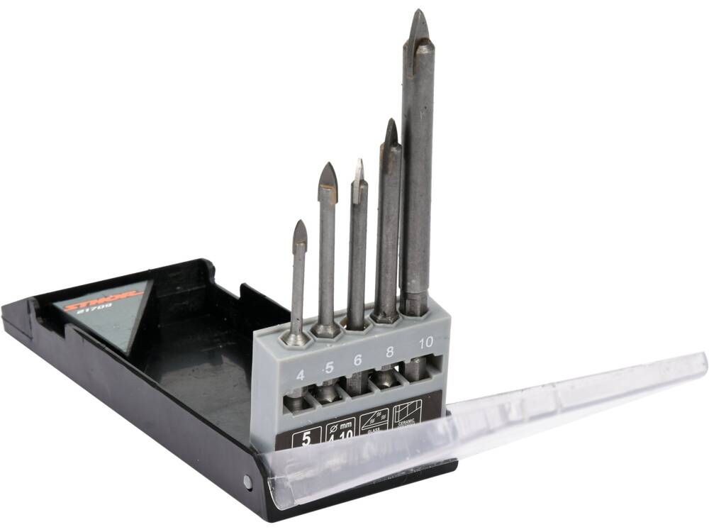 SET 5 BURGHIE STHOR 21709 PENTRU STICLA SI CERAMICA, 4-10MM, PRINDERE HEXAGONALA