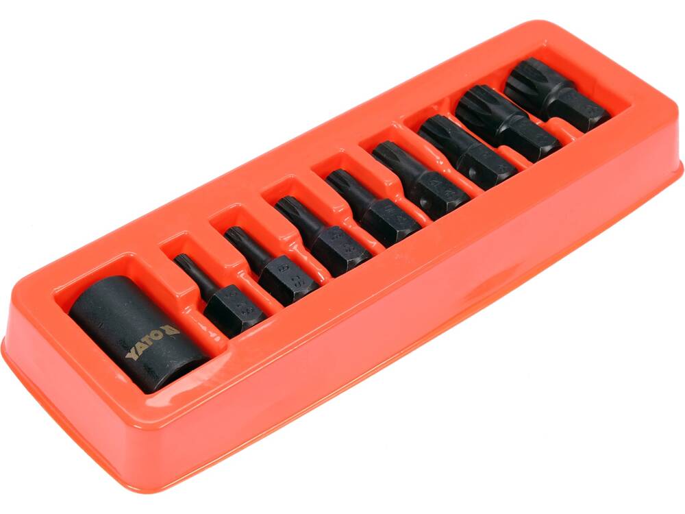 SET BITI DE YATO YT-10663 IMPACT SPLINE, CU ADAPTOR 1/2, 9 PIESE