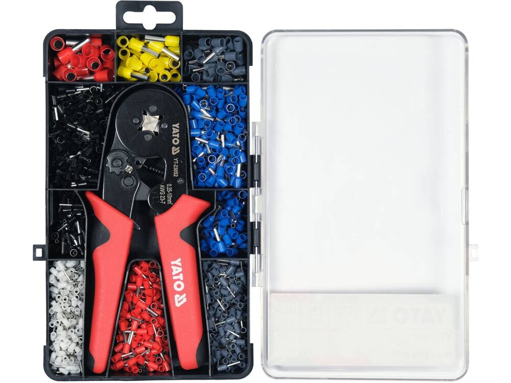SET CLESTE SERTIZARE YATO YT-23052 PINI TERMINALI 0,25-10 MM2 + 1200 PINI DIFERITE MARIMI