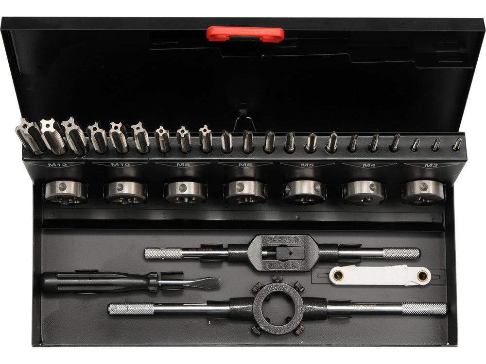 MENETFÚRÓ KÉSZLET ÉS YATO YT-2975 MENETMETSŐK 32 RÉSZES, M3-12, HSS