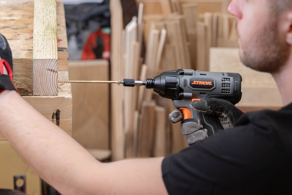 STHOR 78113 STHOR ÜTVECSAVARHÚZÓ 20V, HATSZÖGŰ BEHAJTÁS 1/4, 150NM, AKKUMULÁTOR NÉLKÜL