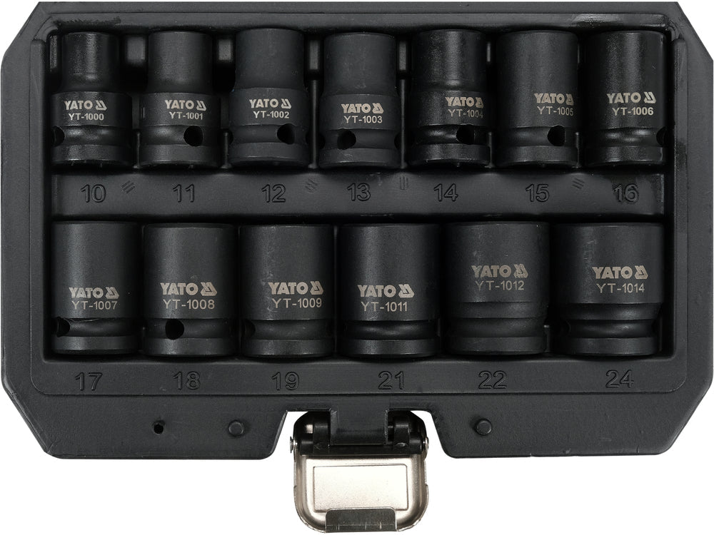 SET CHEI TUBULARE DE IMPACT 1/2'', 13 PIESE Yato YT - 10251 - 12,7 mm, CrMo Yato - scule electrice si unelte profesionale - BricoMart
