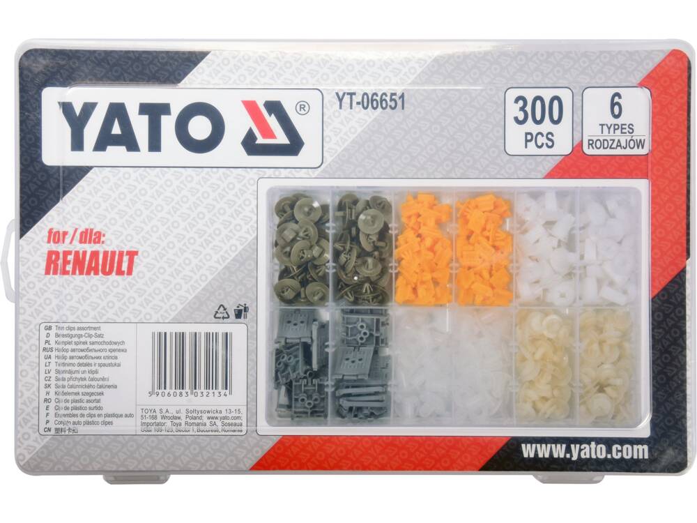 SET CLIPSURI AUTO YATO YT-06651 RENAULT 300 BUC YATO - scule electrice si unelte profesionale - BricoMart