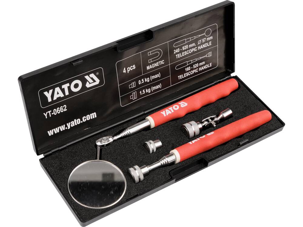 SET CONTROL OGLINDA YATO YT-0662 + TIJA MAGNETICA -4 BUC YATO - scule electrice si unelte profesionale - BricoMart